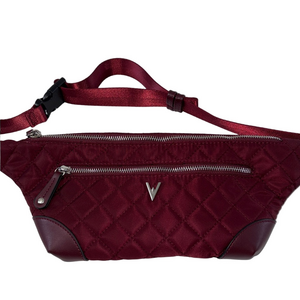 Quilted Burgundy Waist Bag Large Belt Bag